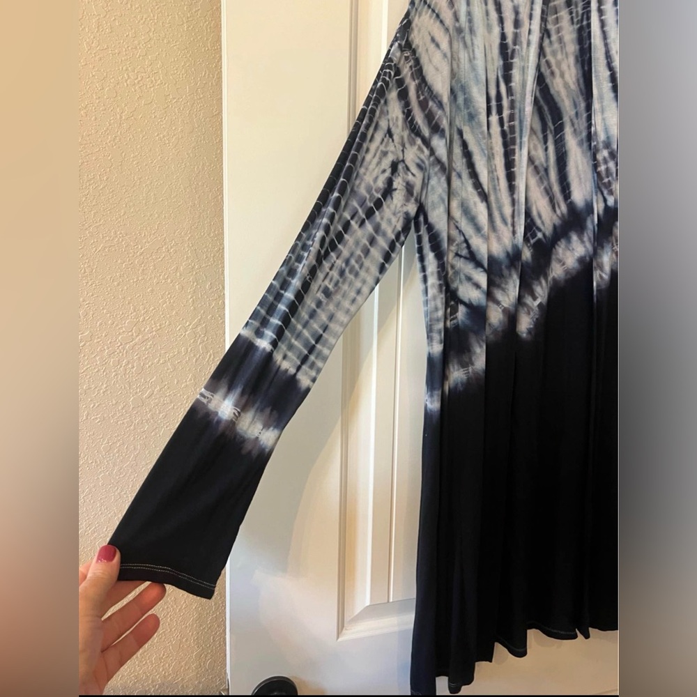 Size medium-blue and white reverse tie-dye duster cardigan - Picture 3 of 5